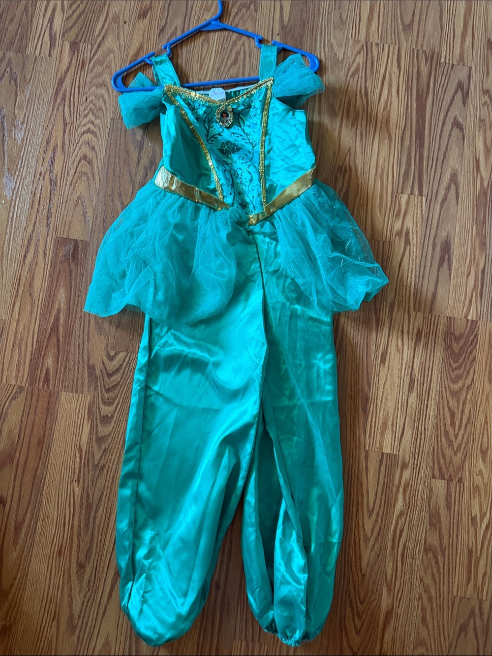 Disney Princess Jasmine Teal Princess Jumpsuit Costume with Gold Trim Medium 7-8